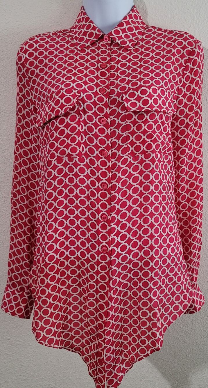 Scilla By Dora Landa Red Print Button Up Top PS